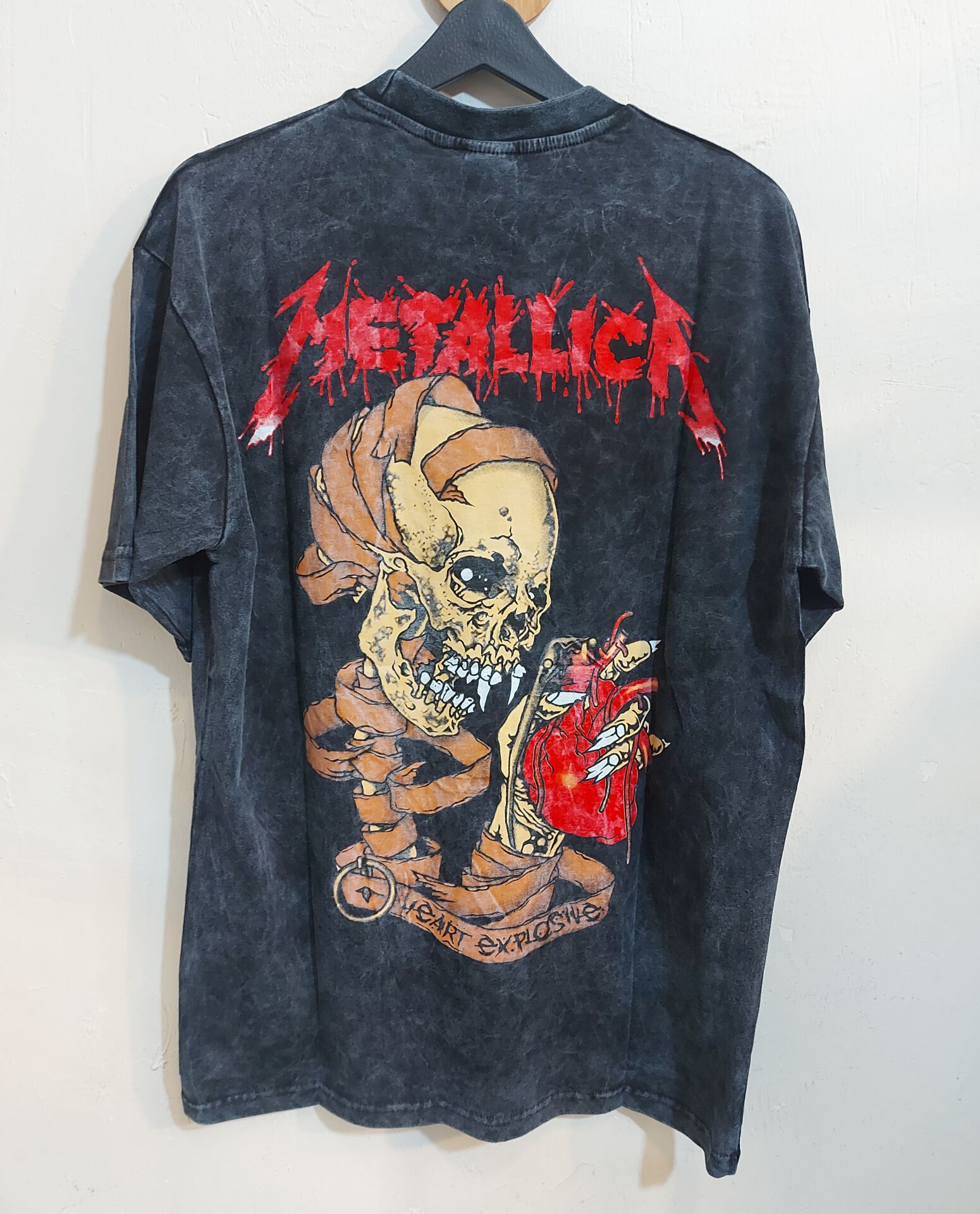 Metallica Model Oversize Yıkamalı Kumaş Tshirt