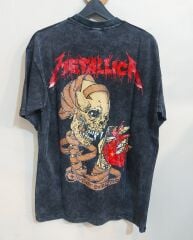 Metallica Model Oversize Yıkamalı Kumaş Tshirt