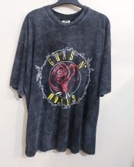 Guns N Roses Yıkamalı Kumaş Oversize Tshirt
