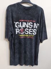 Guns N Roses Yıkamalı Kumaş Oversize Tshirt