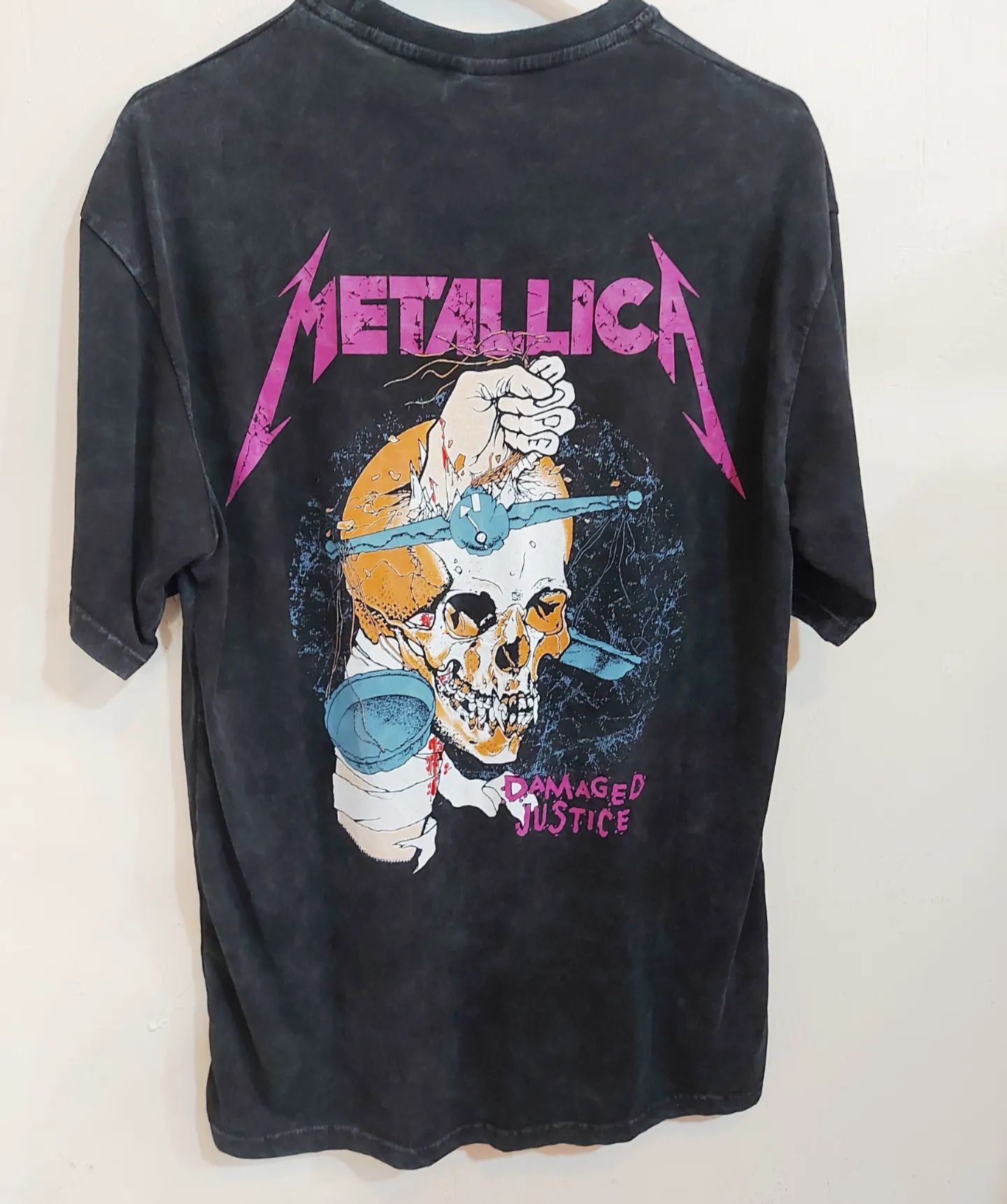 Metallica Yıkamalı Kumaş Tshirt Oversize