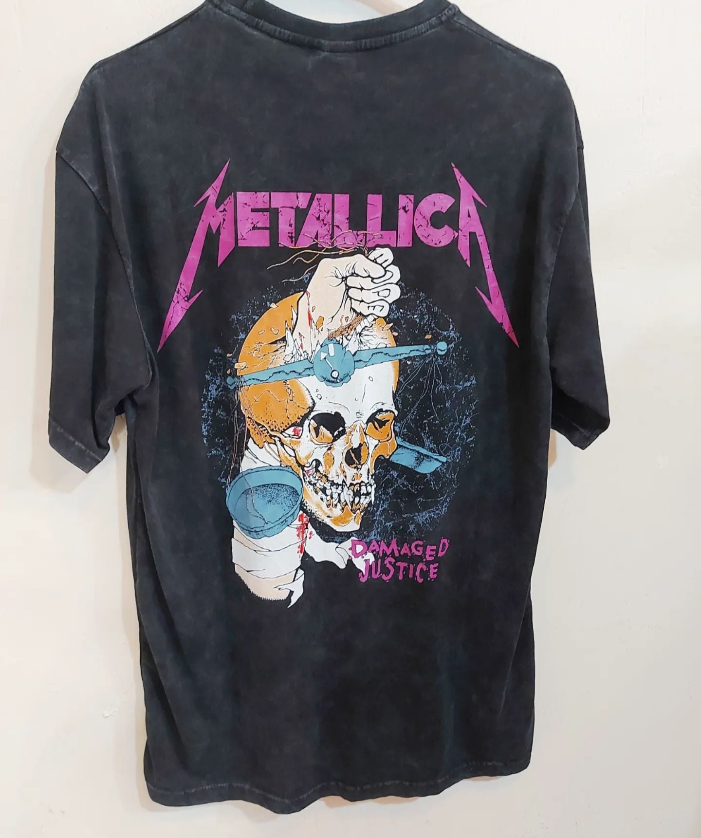 Metallica Yıkamalı Kumaş Tshirt Oversize