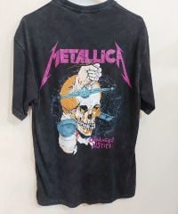 Metallica Yıkamalı Kumaş Tshirt Oversize