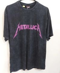 Metallica Yıkamalı Kumaş Tshirt Oversize