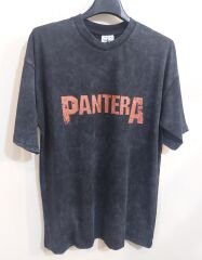 Oversize Yıkamalı Kumaş Pantera Tshirt