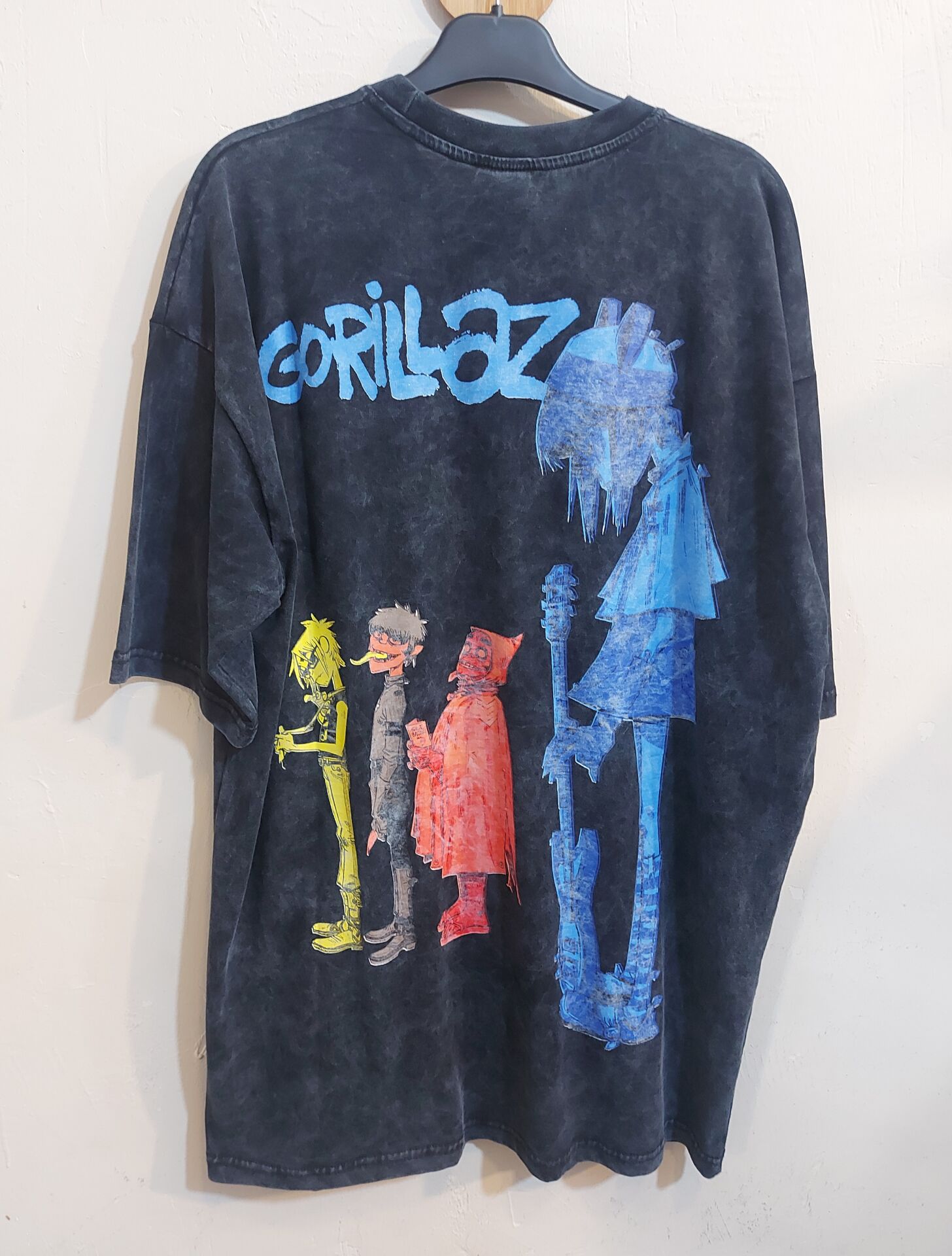 Oversize Yıkamalı Kumaş Gorillaz Tshirt