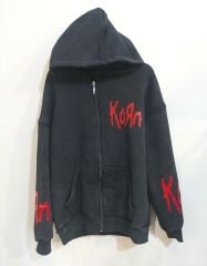 Korn 3 İplik Yıkamalı Kumaş Fermuarlı Sweatshirt