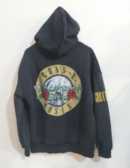 Guns n Roses 3 İplik Yıkamalı Kumaş Fermuarlı Sweatshirt