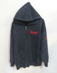 Slipknot 3 İplik Yıkamalı Kumaş Fermuarlı Sweatshirt