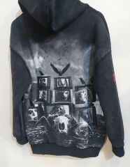 Slipknot 3 İplik Yıkamalı Kumaş Fermuarlı Sweatshirt