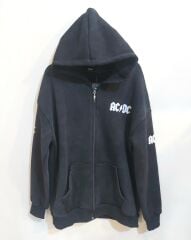 AC DC 3 İplik Yıkamalı Kumaş Fermuarlı Sweatshirt