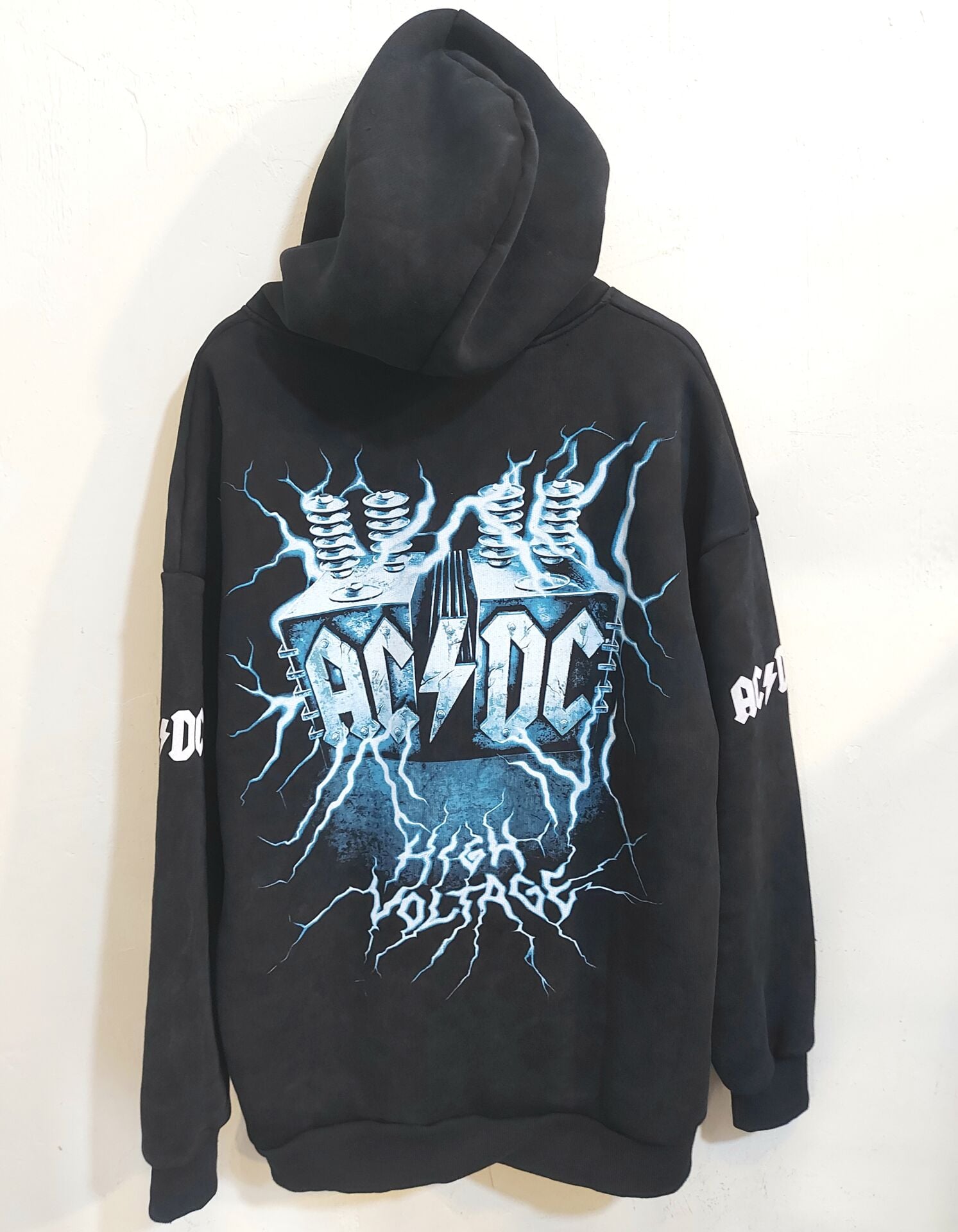 AC DC 3 İplik Yıkamalı Kumaş Fermuarlı Sweatshirt