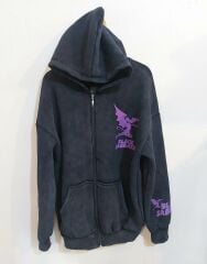 Black Sabbath 3 İplik Yıkamalı Kumaş Fermuarlı Sweatshirt