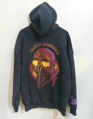 Black Sabbath 3 İplik Yıkamalı Kumaş Fermuarlı Sweatshirt
