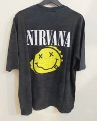 Nirvana Oversize Yıkamalı Kumaş Tshirt