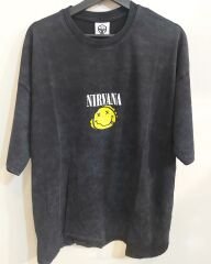 Nirvana Oversize Yıkamalı Kumaş Tshirt