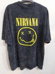 Nirvana Oversize Yıkamalı Kumaş Tshirt