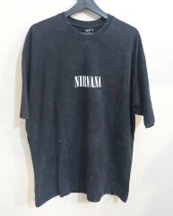 Nirvana Oversize Yıkamalı Kumaş Tshirt