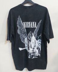 Nirvana Oversize Yıkamalı Kumaş Tshirt