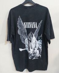 Nirvana Oversize Yıkamalı Kumaş Tshirt