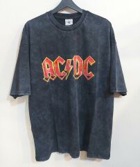 AC DC  Model Oversize Yıkamalı Kumaş Tshirt