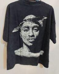 Tupac Oversize Yıkamalı Kumaş Tshirt