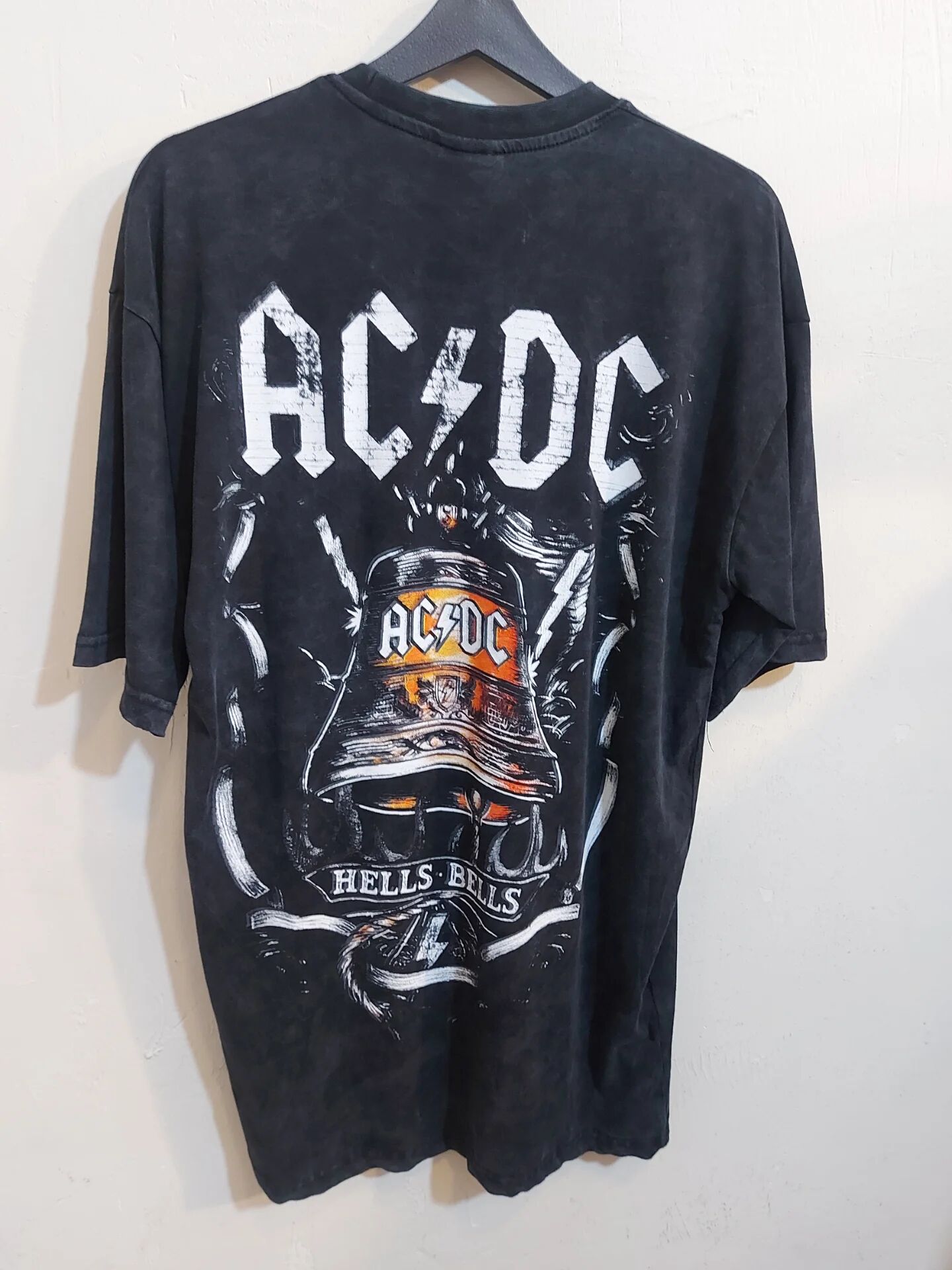 AC DC Model Oversize Yıkamalı Kumaş Tshirt