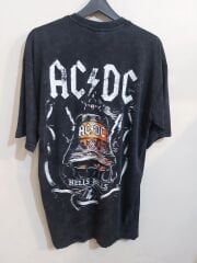 AC DC Model Oversize Yıkamalı Kumaş Tshirt