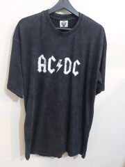 AC DC Model Oversize Yıkamalı Kumaş Tshirt