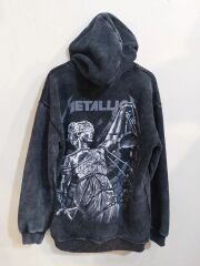 Yıkamalı Kumaş Oversize Metallica Sweatshirt